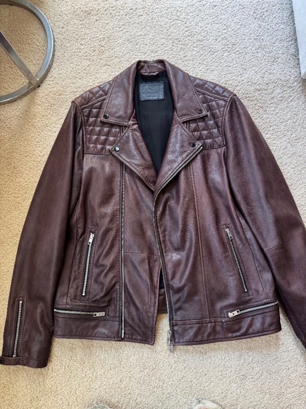 AllSaints Oxblood Leather Jacket (XL)